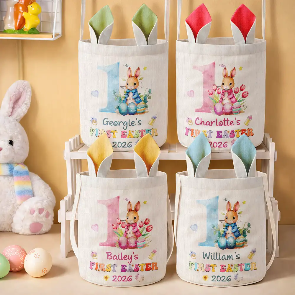 My First Easter - Personalized Bunny Ears Bucket Bag - Image 2
