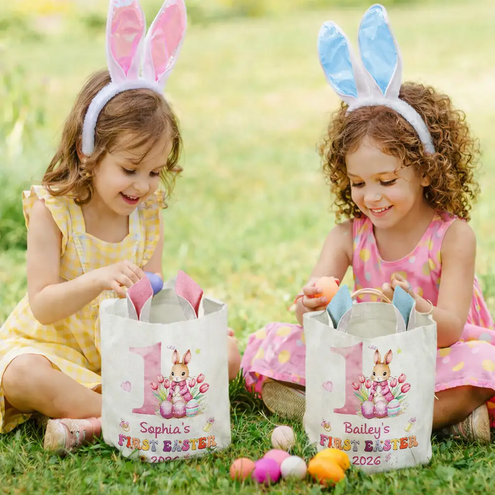 My First Easter - Personalized Bunny Ears Bucket Bag - Image 7