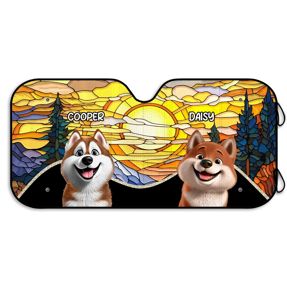 My Fluffy Heroes Are Watching Over - Personalized Auto Sunshade - Image 2