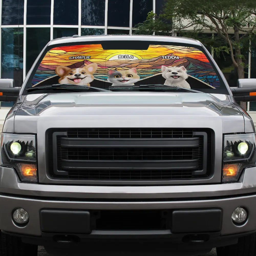 My Fluffy Heroes Are Watching Over - Personalized Auto Sunshade - Image 5