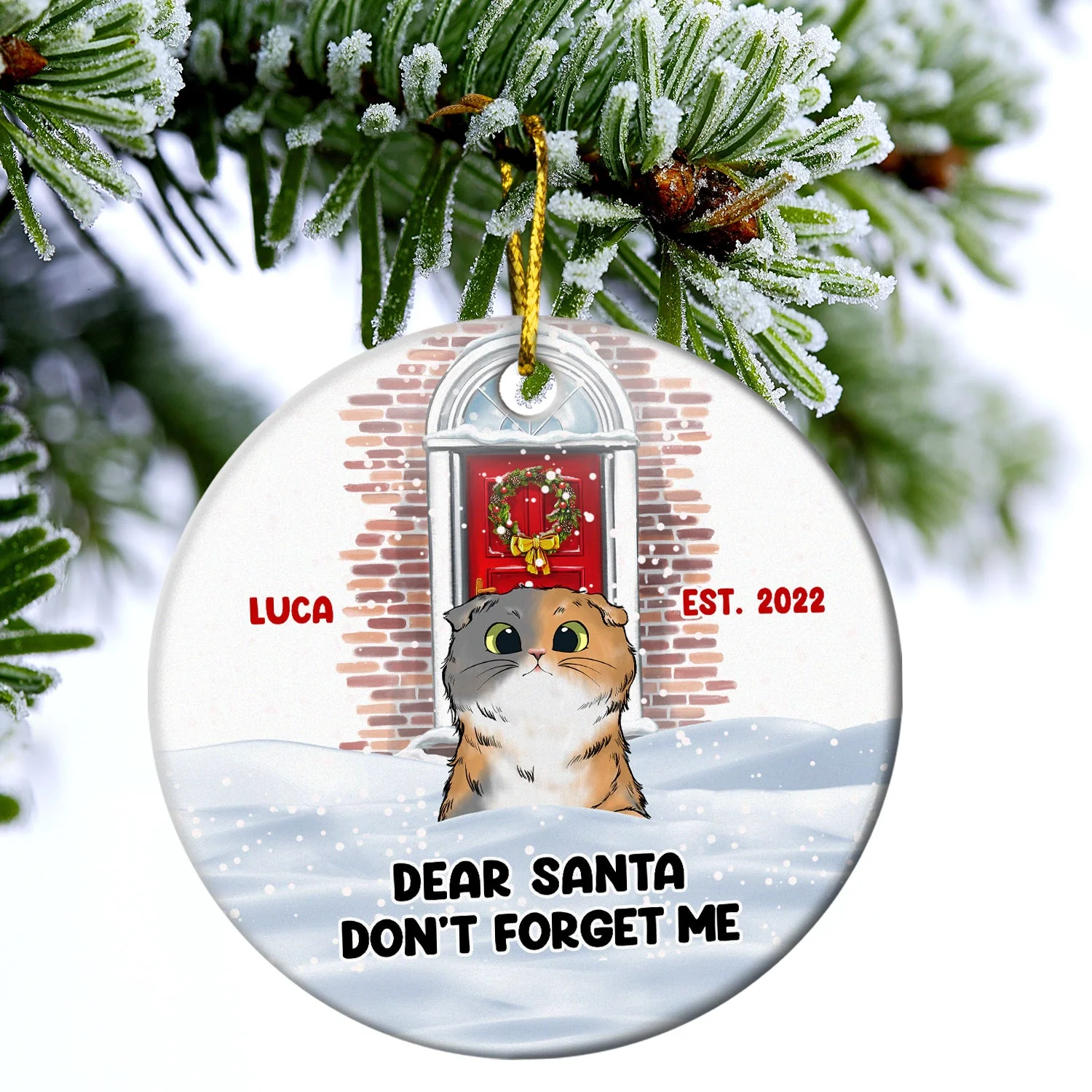 My Forever Home - Christmas Gift For Dog And Cat Lovers - Personalized Custom Circle Ceramic Ornament - Image 3