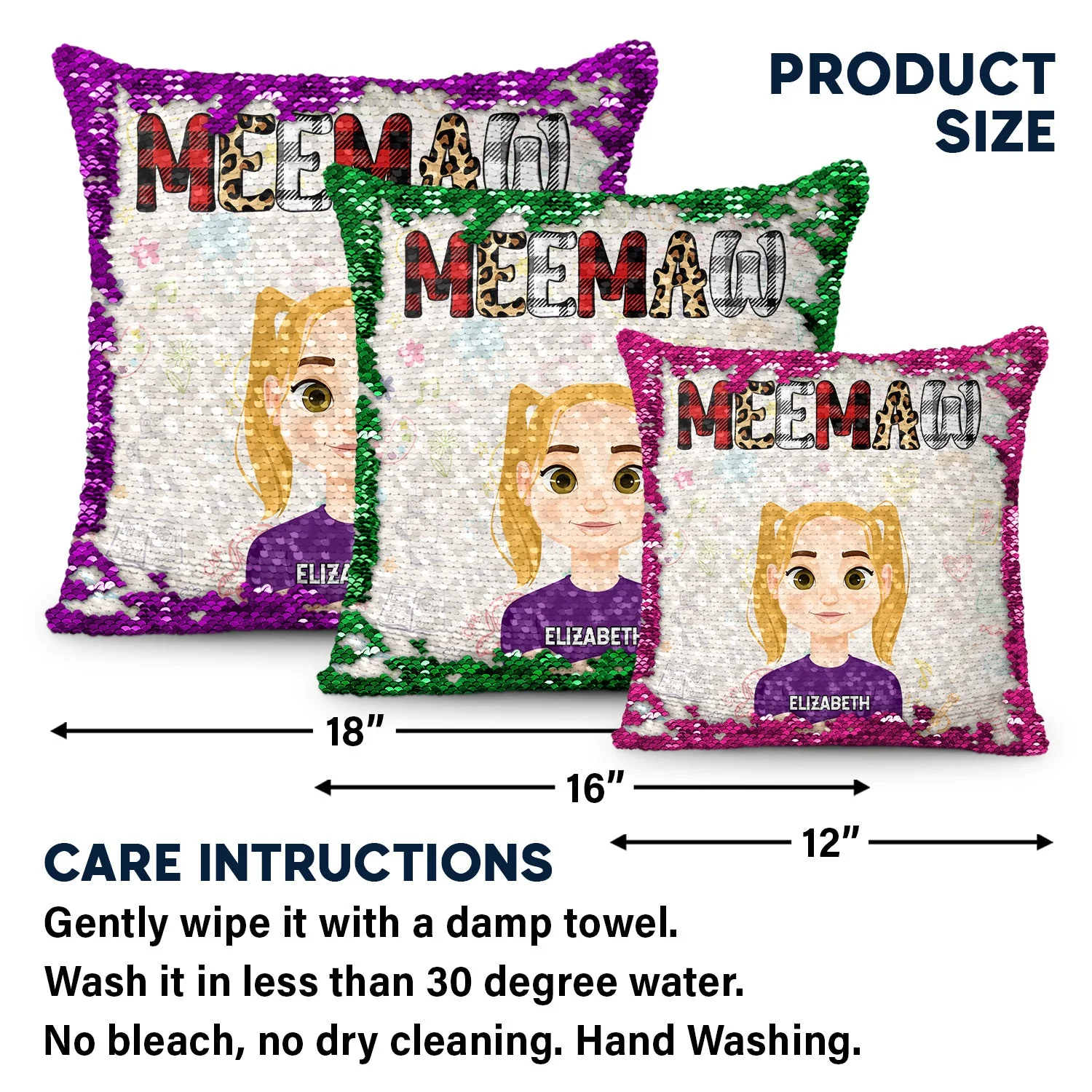 My Grandkids - Birthday, Loving Gift For Dad, Mom, Papa, Nana, Grandpa, Grandma - Personalized Sequin Pillow, Mermaid Sequin Cushion Magic Reversible Throw Pillow - Image 5