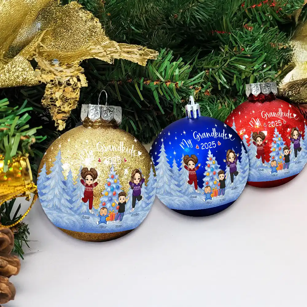My Grandkids Of Grandparents - Personalized Ball Ornament - Image 4