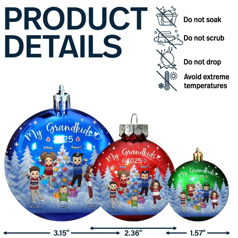 My Grandkids Of Grandparents - Personalized Ball Ornament - Image 7