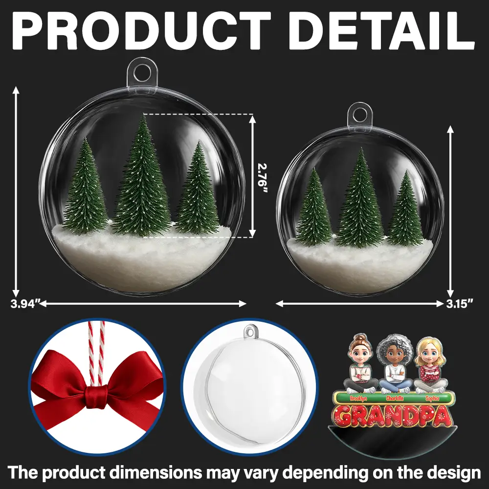 My Grandkids Our Kids - Personalized 3D Acrylic Ball Ornament - Image 2