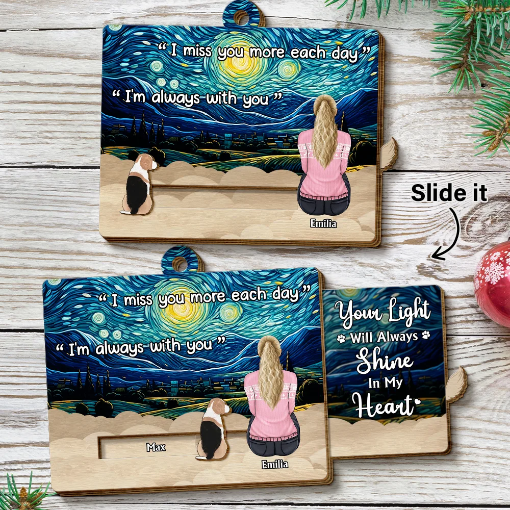 My Hardest Goodbye I Miss You Memorial Dog Cat - Personalized Wooden Slide Ornament - Image 2