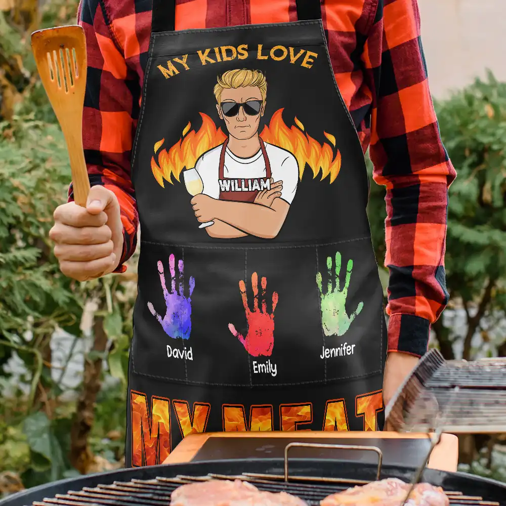 My Kids Love My Meat - Personalized Apron - Image 3