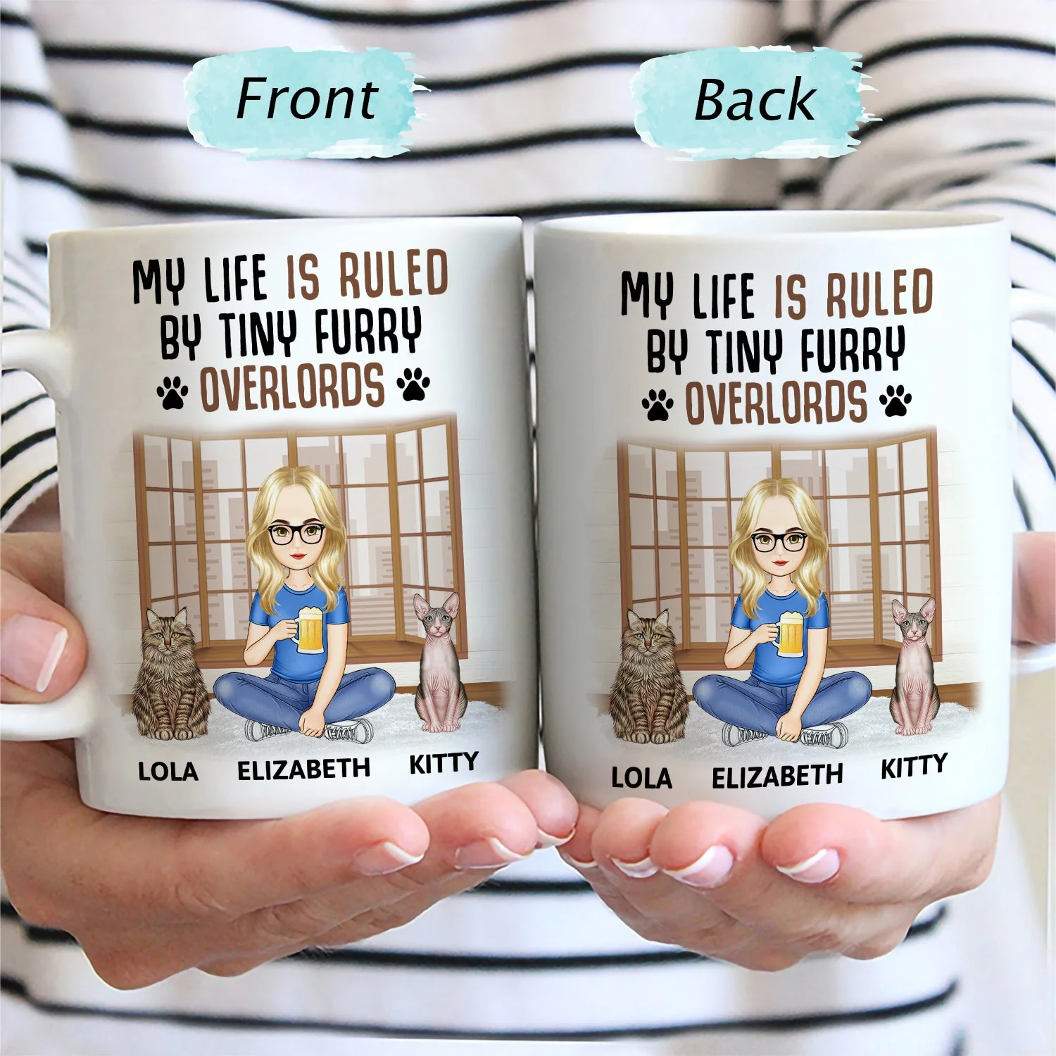 My Life Is Ruled By A Tiny Furry Overlord - Gift For Cat Lovers, Cat Mom, Cat Dad - Personalized Mug - Image 2