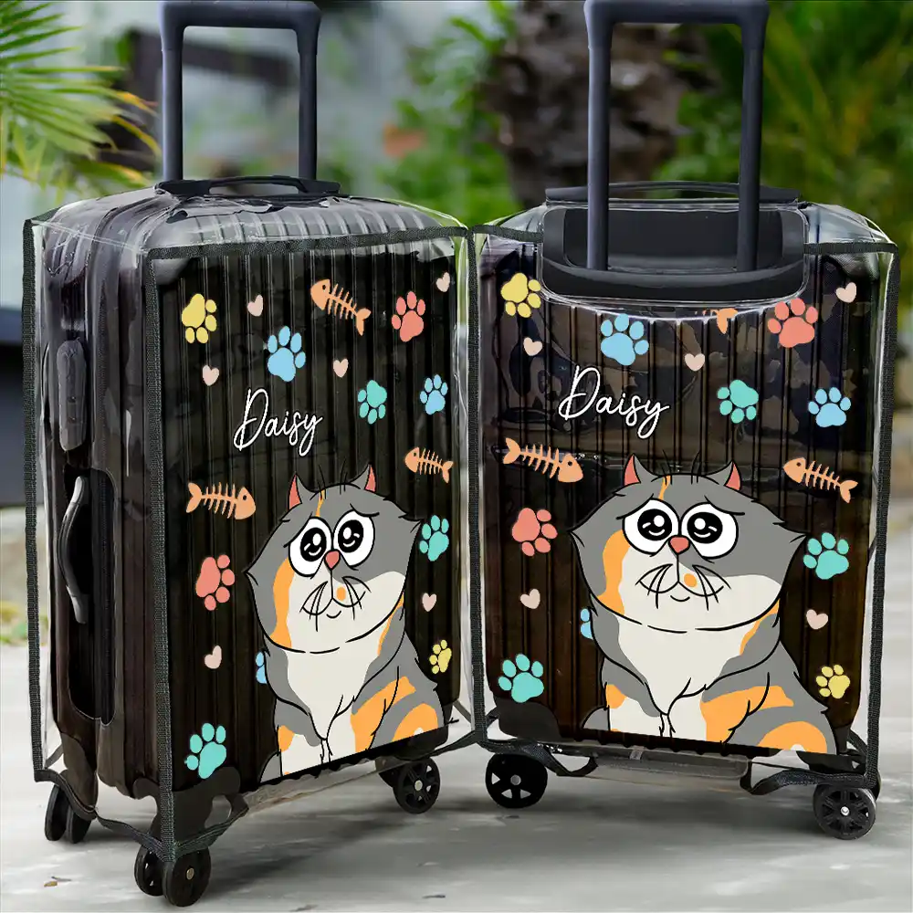 My Lovely Fur Babies Cartoon Cats - Personalized Clear Luggage Cover - Image 2