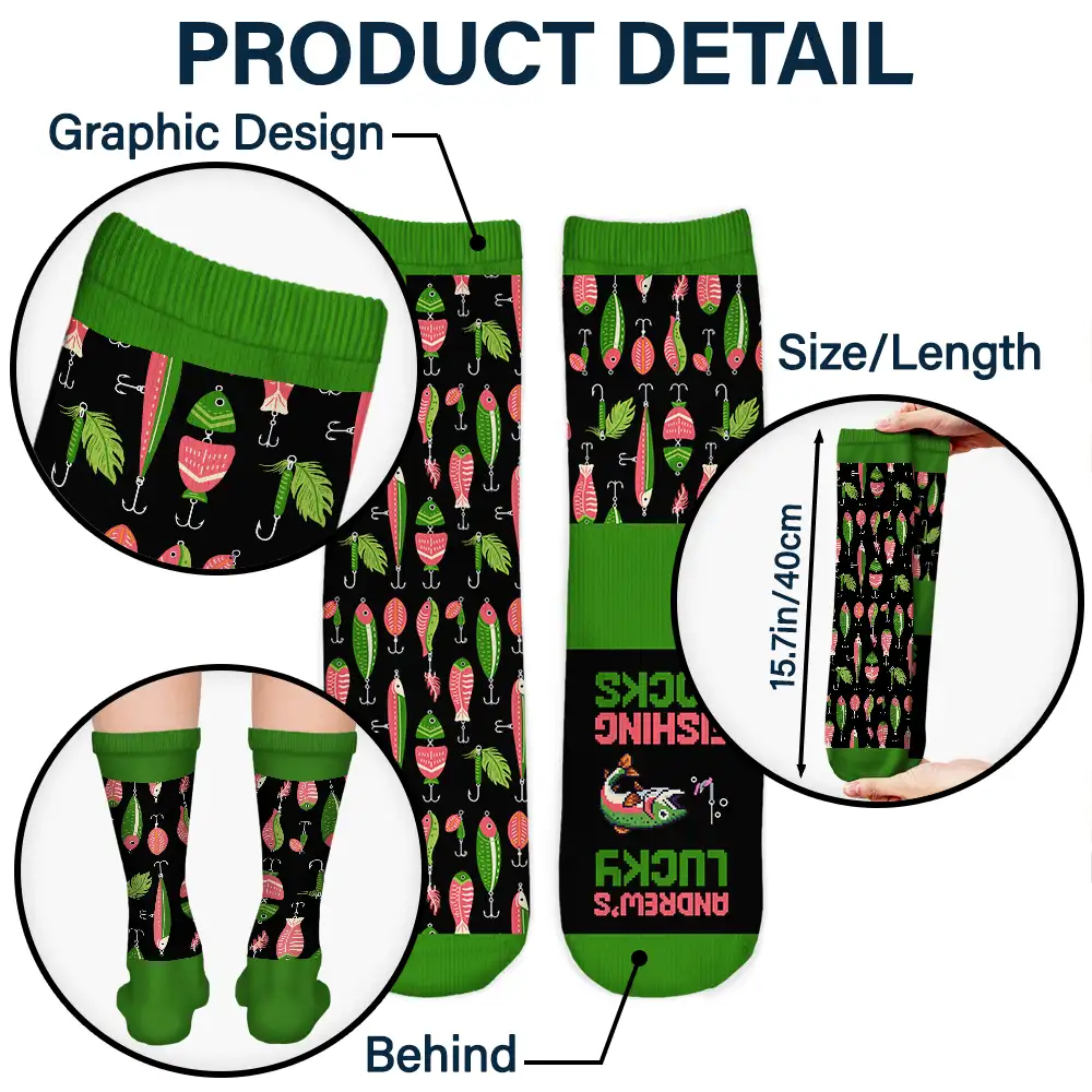 My Lucky Fishing Socks - Personalized Socks - Image 5