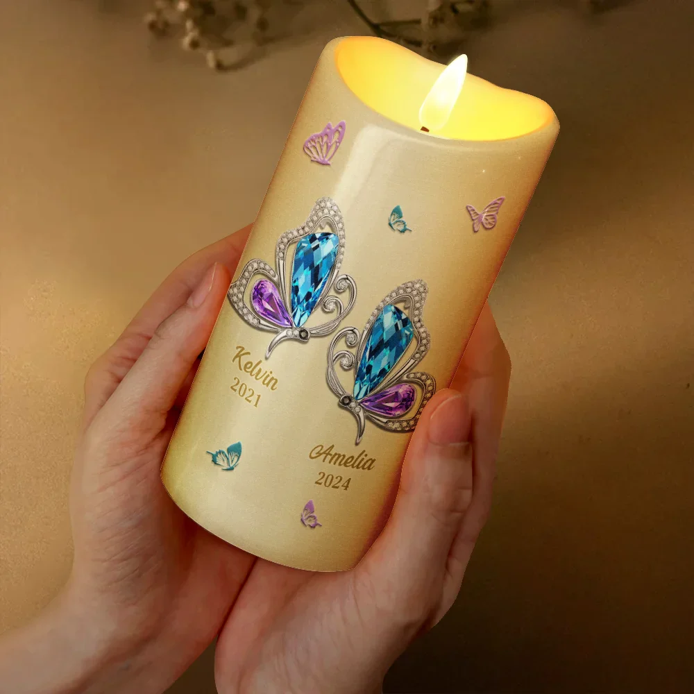 My Mind Still Talks To You Butterfly Memorial - Personalized Flameless LED Candle - Image 3