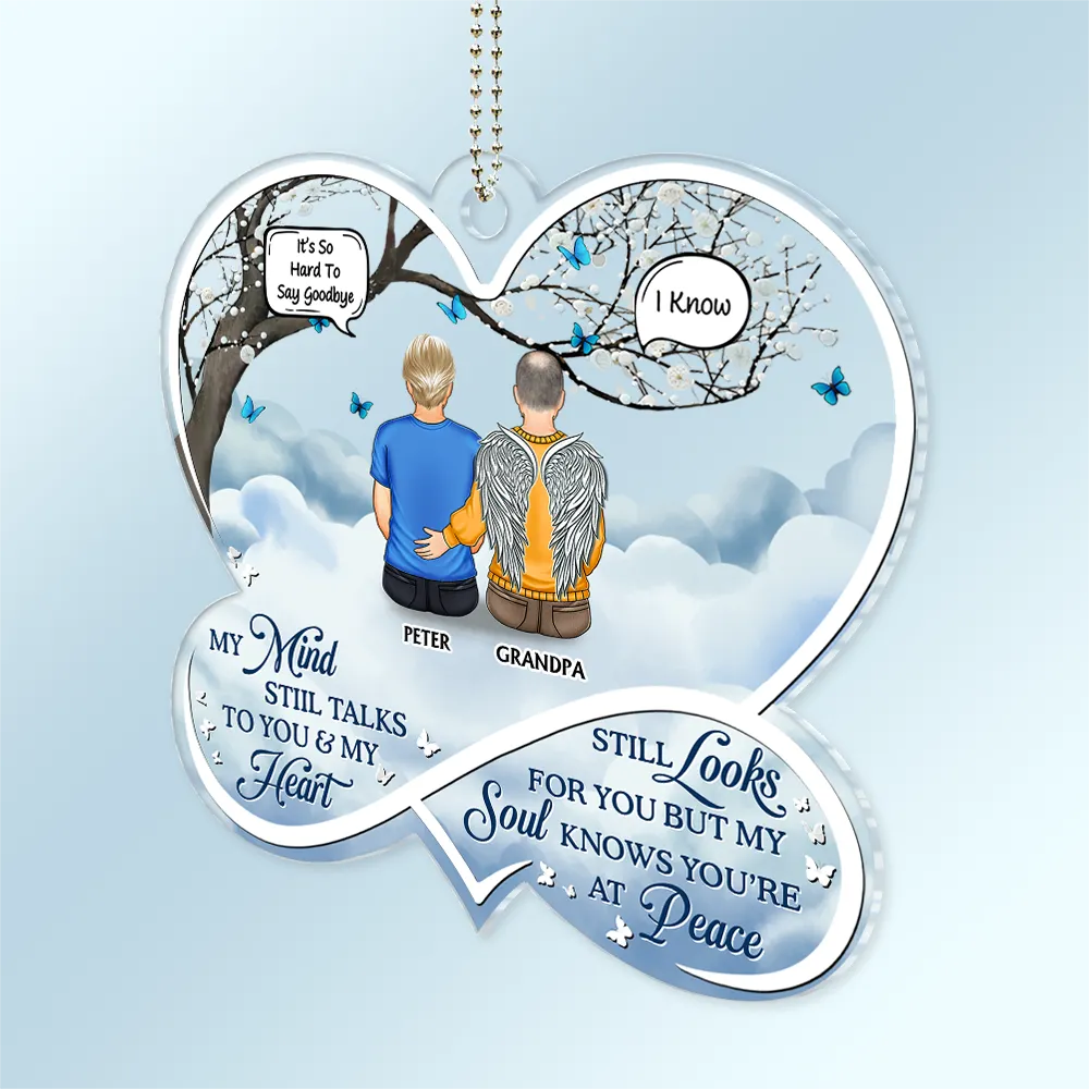 My Mind Still Talks To You Memorial - Personalized Acrylic Car Hanger - Image 2