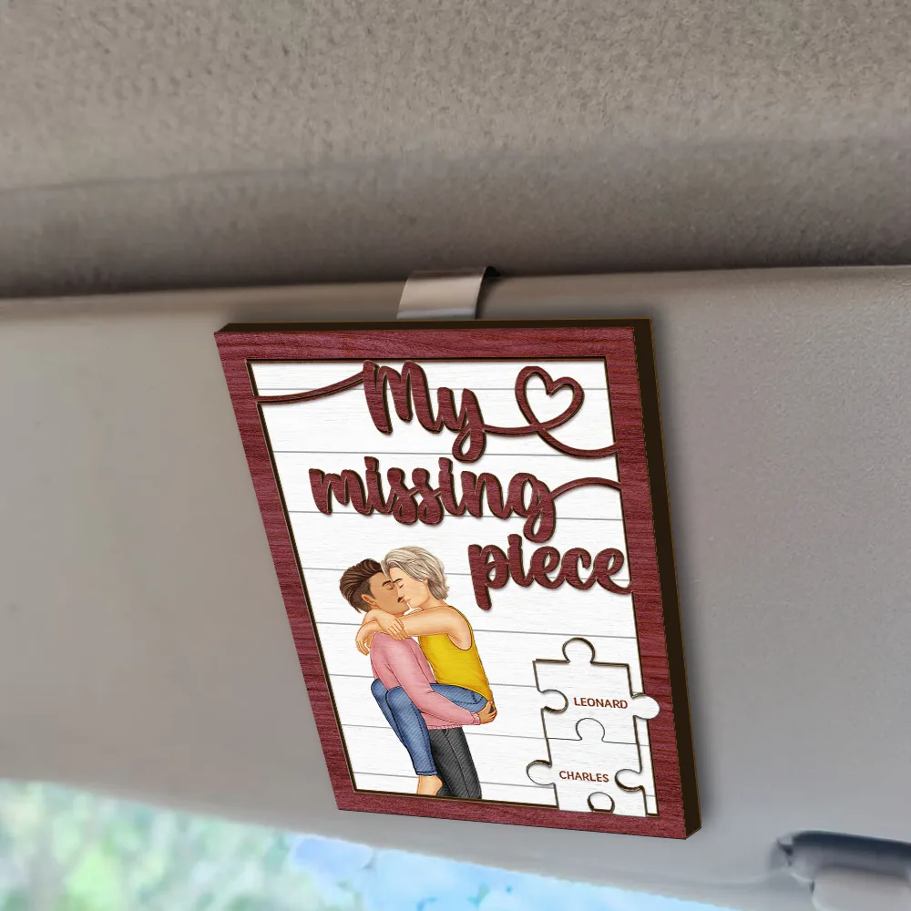 My Missing Piece Kissing Couple - Personalized Custom Shaped Car Visor Clip - Image 2