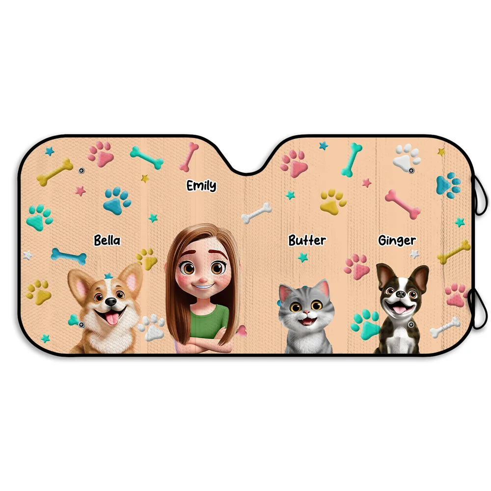 My Pet And I Are On Our Way - Personalized Auto Sunshade - Image 2