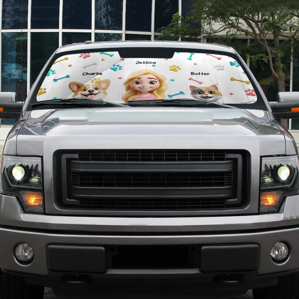 My Pet And I Are On Our Way - Personalized Auto Sunshade - Image 5