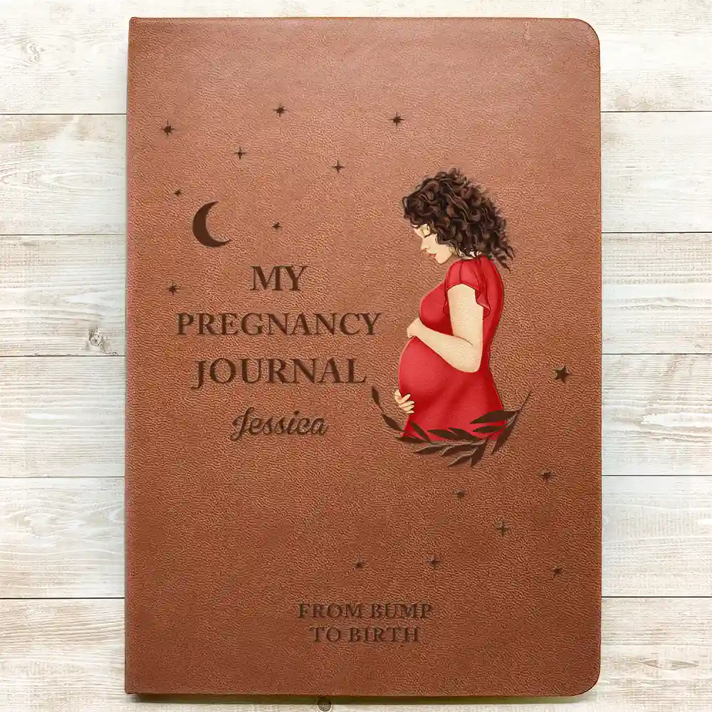 My Pregnancy Journal - Personalized Leather Journal - Image 3