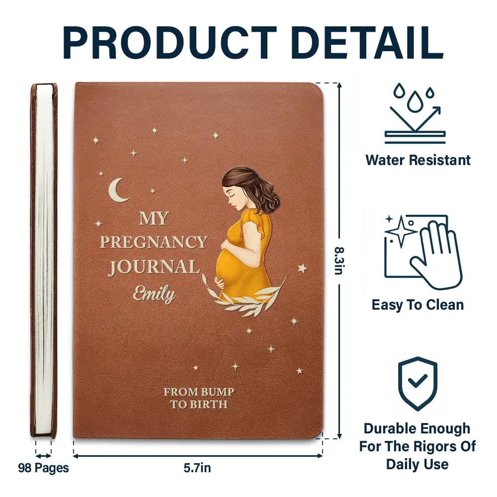 My Pregnancy Journal - Personalized Leather Journal - Image 5