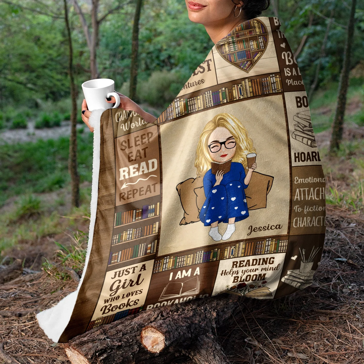 My Reading Blanket I Am A Bookaholic - Gift For Book Lovers, Gift For Kid - Personalized Fleece Blanket - Image 5