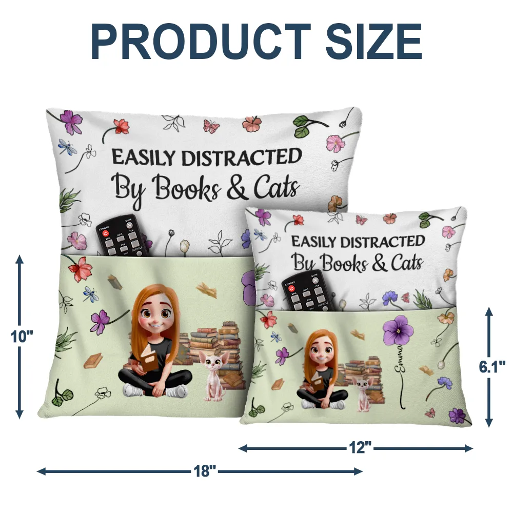 My Reading Pillow Reading Girl With Pets & Birth Month Flower - Personalized Pocket Pillow - Image 5