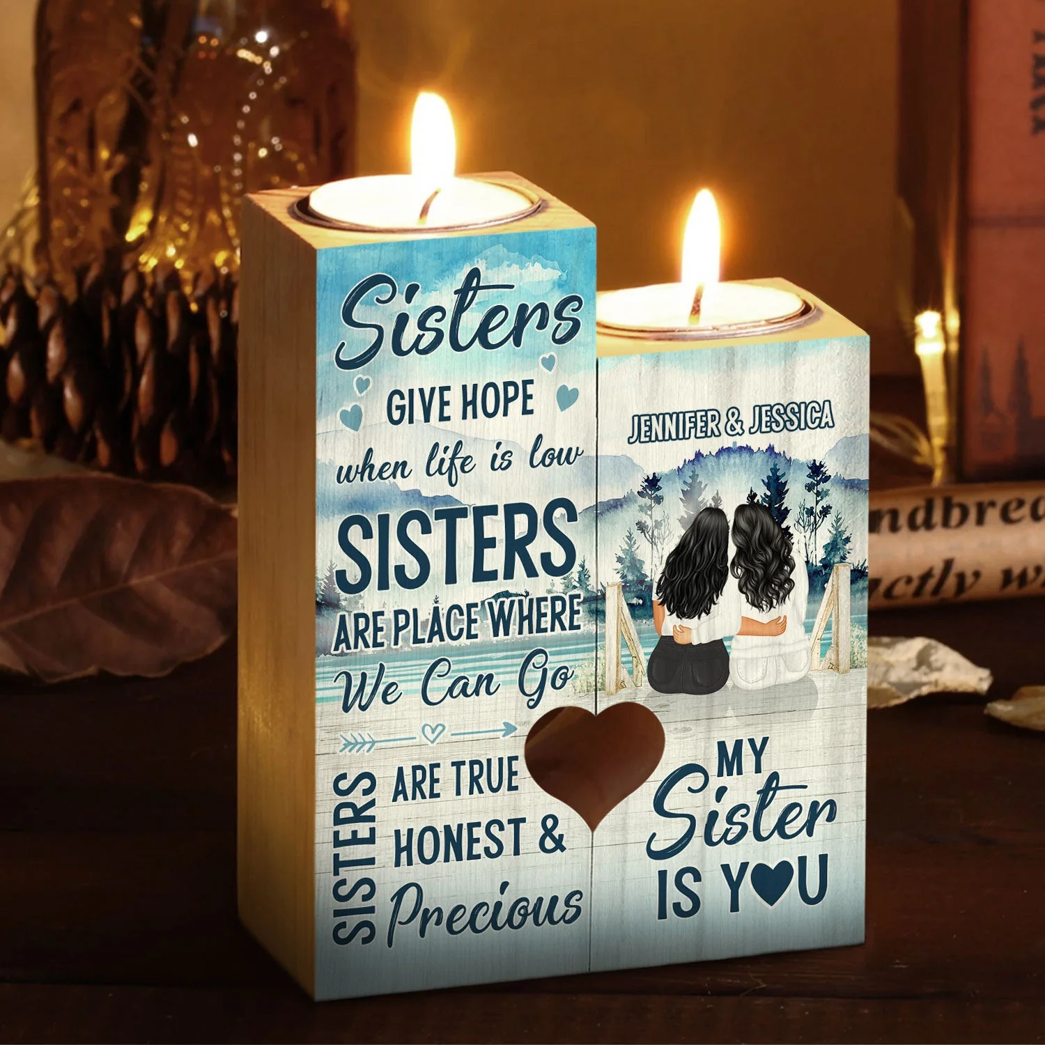 My Sister Is You - Gift For Sisters - Personalized Custom Candle Holder - Image 2
