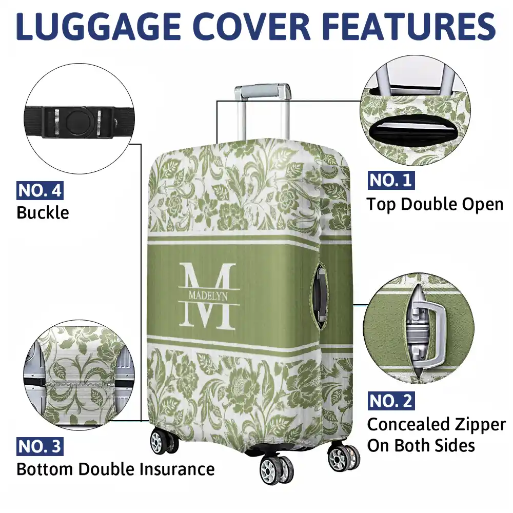 Name Floral Pattern - Personalized Luggage Cover - Image 4