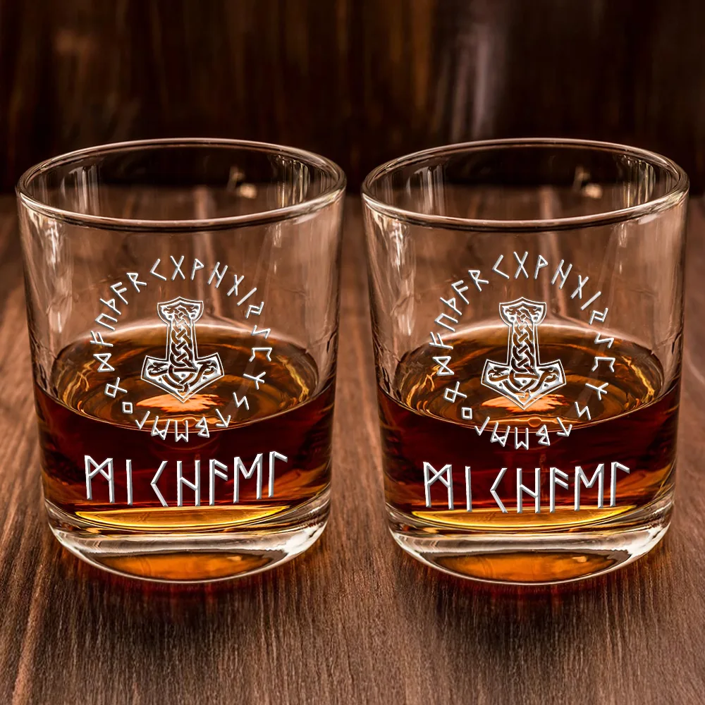 Name In Viking Runes - Personalized Whiskey Glass - Image 2