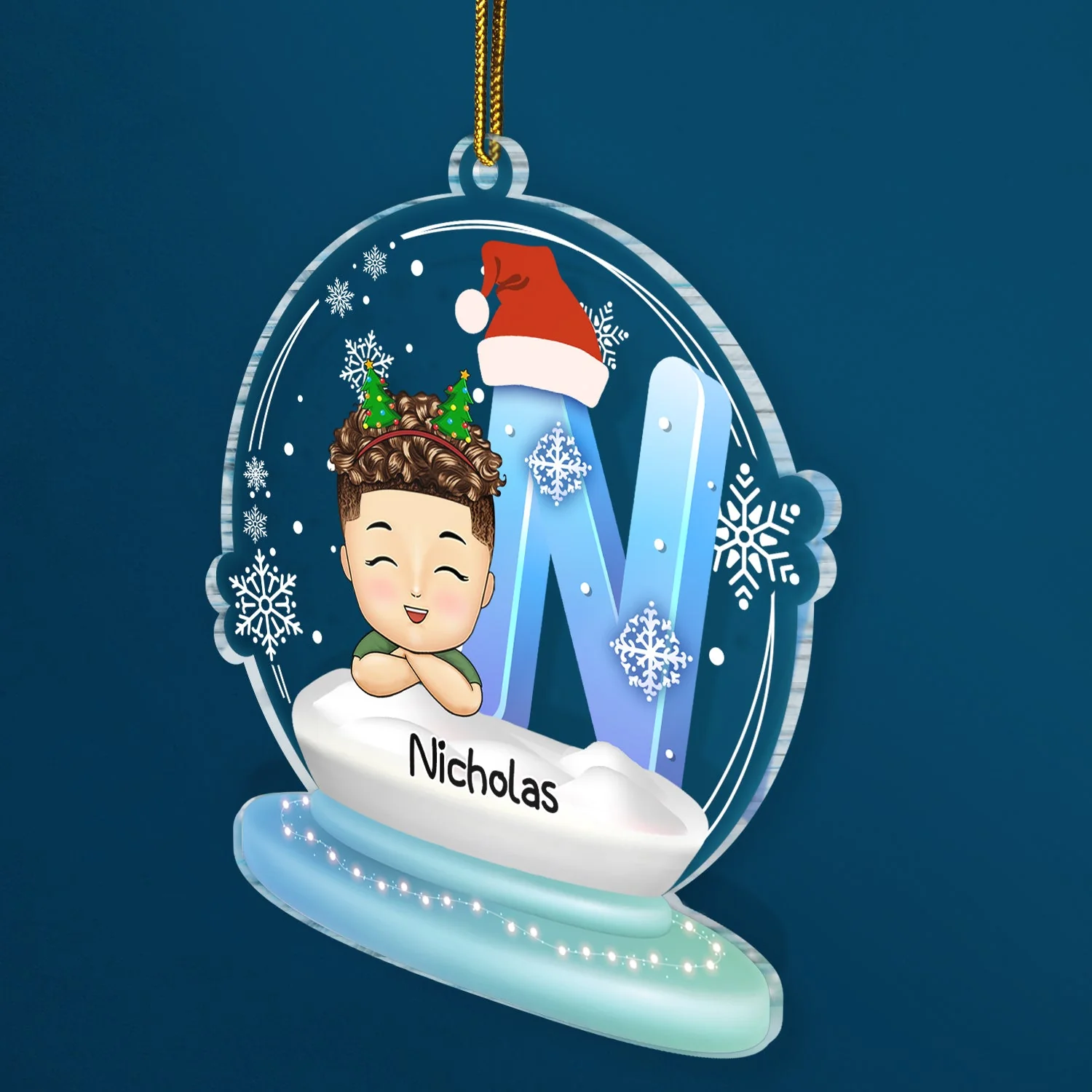 Name Letter Chibi Kid, Baby - Christmas, Lovely Gift For Family, Parents, Grandparents - Personalized Custom Shaped Acrylic Ornament - Image 2