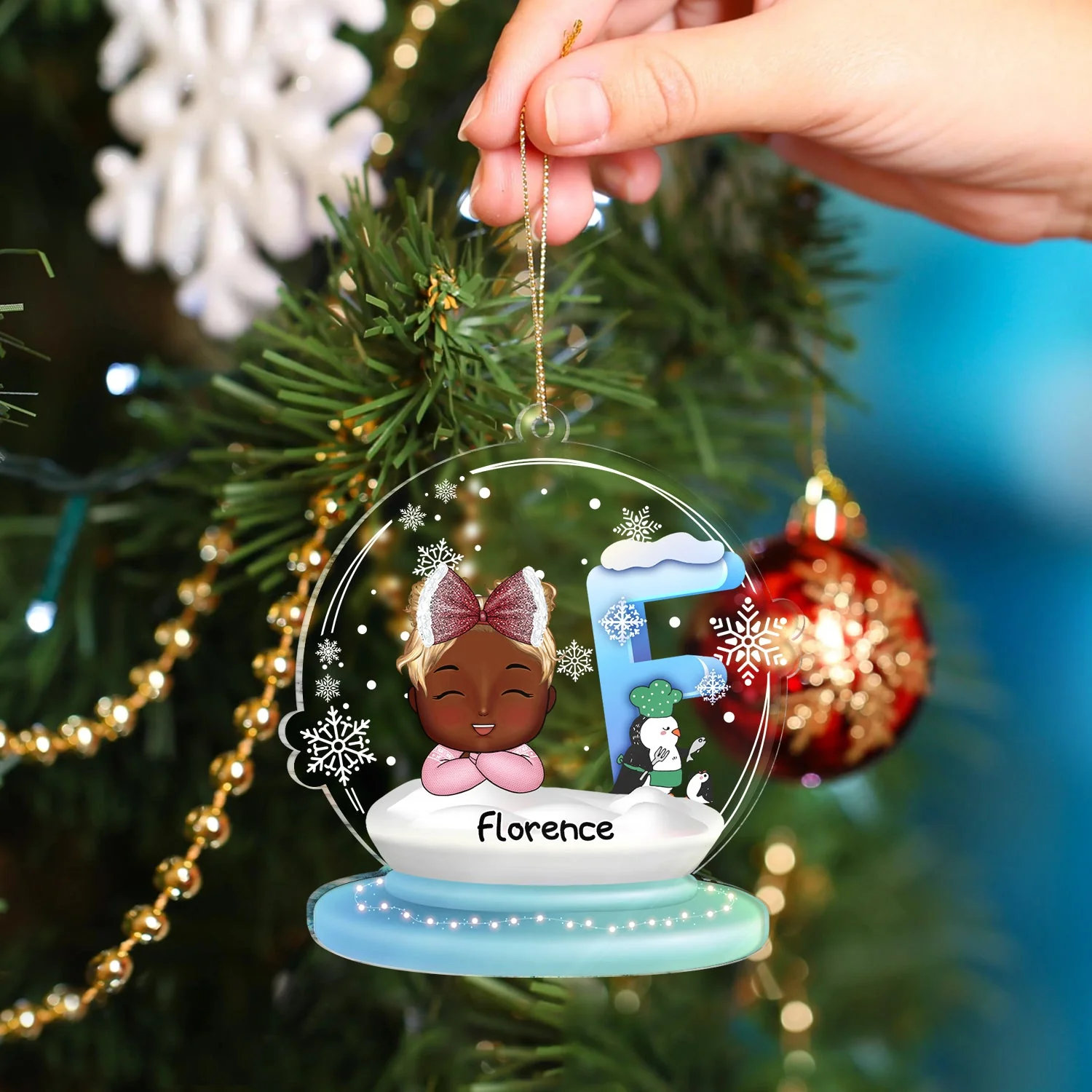 Name Letter Chibi Kid, Baby - Christmas, Lovely Gift For Family, Parents, Grandparents - Personalized Custom Shaped Acrylic Ornament - Image 4