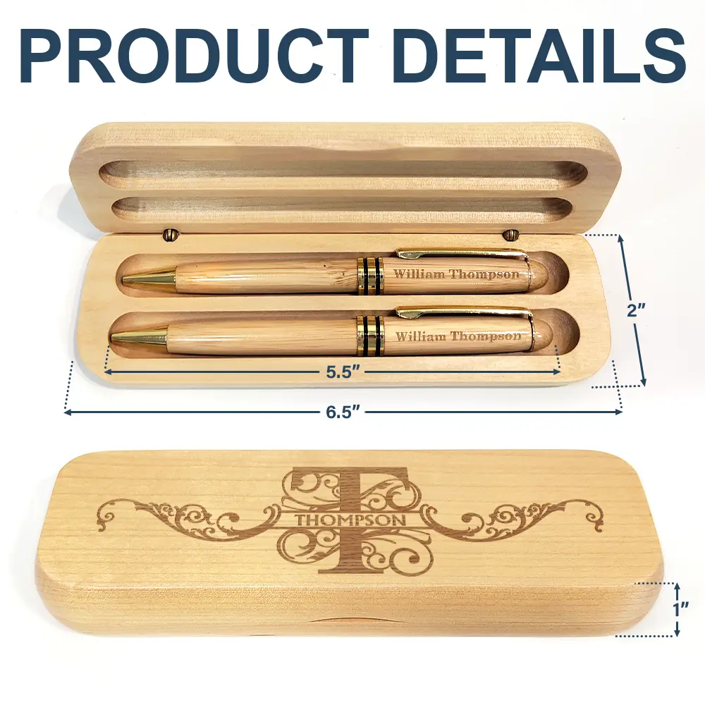 Name Monogram - Personalized Wooden Pen Set - Image 5