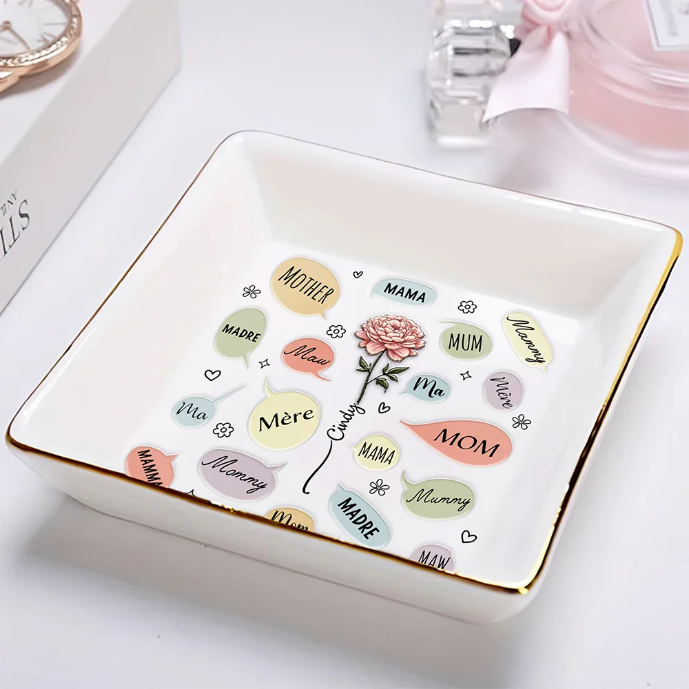 Names For Mom - 3D Embossed Effect Printed Ring Dish, Personalized Ring Dish - Image 2
