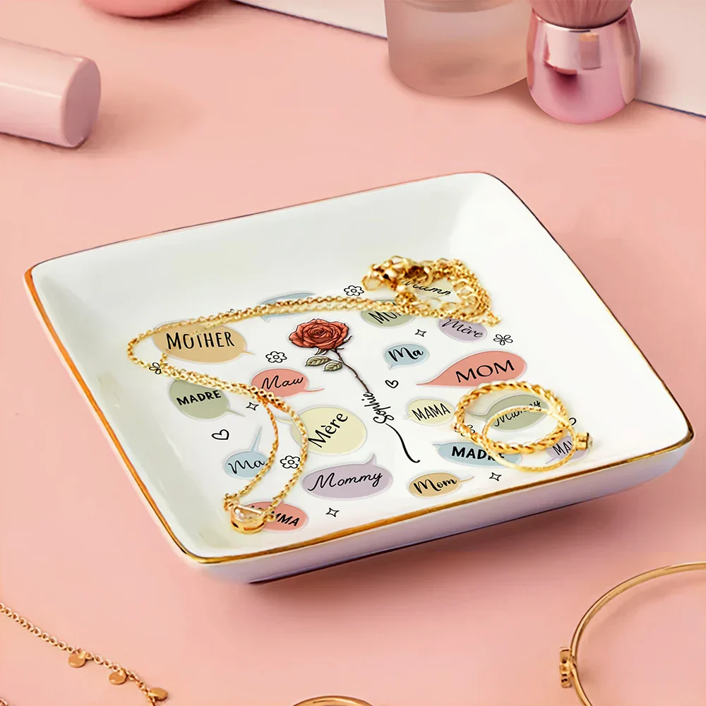 Names For Mom - 3D Embossed Effect Printed Ring Dish, Personalized Ring Dish - Image 3