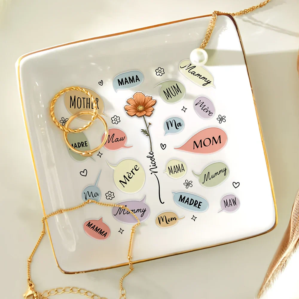 Names For Mom - 3D Embossed Effect Printed Ring Dish, Personalized Ring Dish - Image 4
