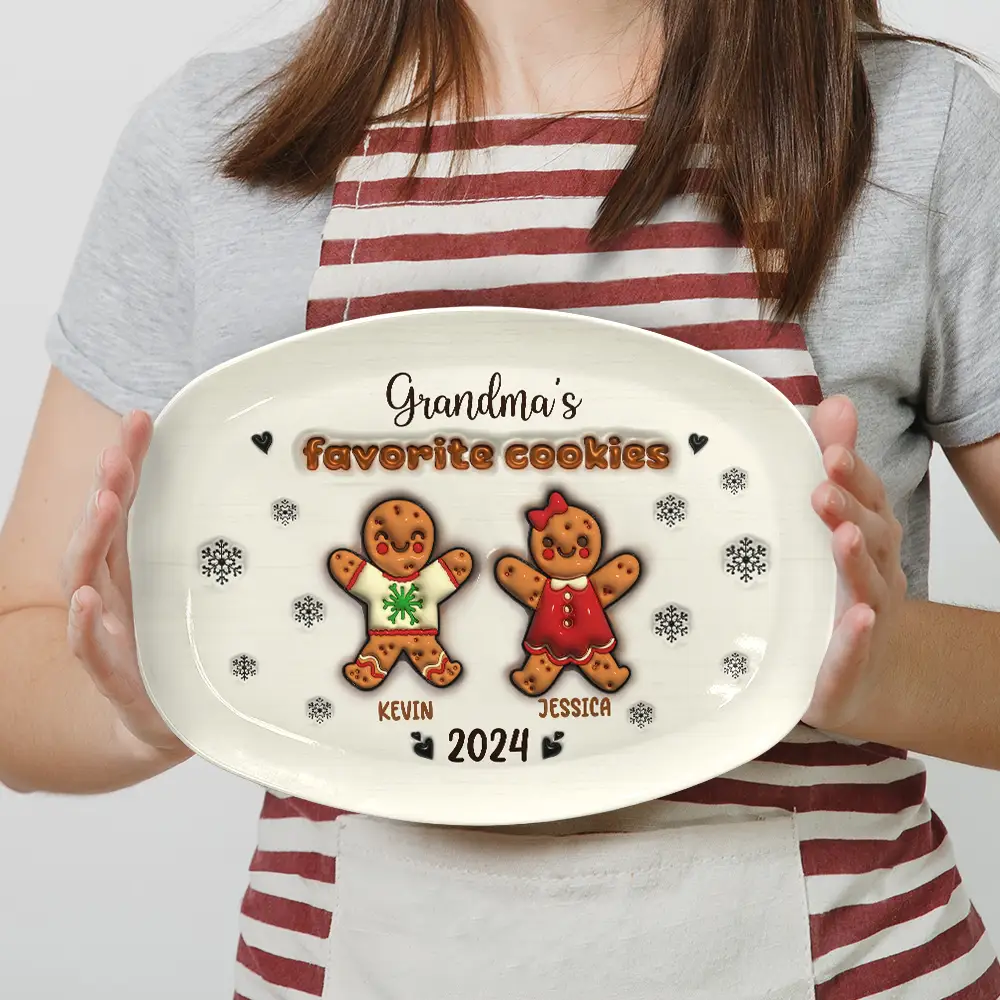 Nana Grandma Favorite Gingerbread Cookies - 3D Inflated Effect Printed Personalized Plate - Image 3