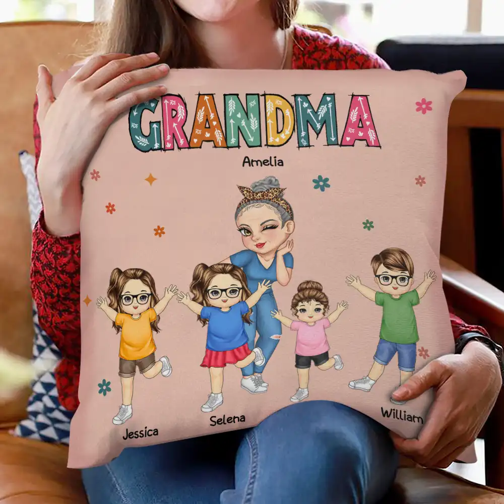 Nana Grandma Mom Kid - Personalized Pillow - Image 2