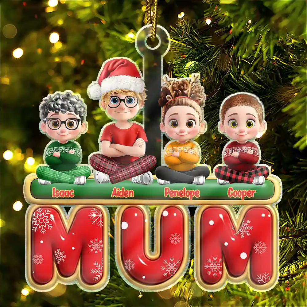 Nana Mama Papa 3D Effect - Personalized Custom Shaped Acrylic Ornament - Image 3