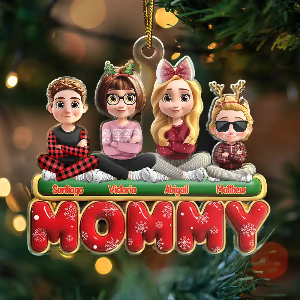 Nana Mama Papa 3D Effect - Personalized Custom Shaped Acrylic Ornament - Image 5