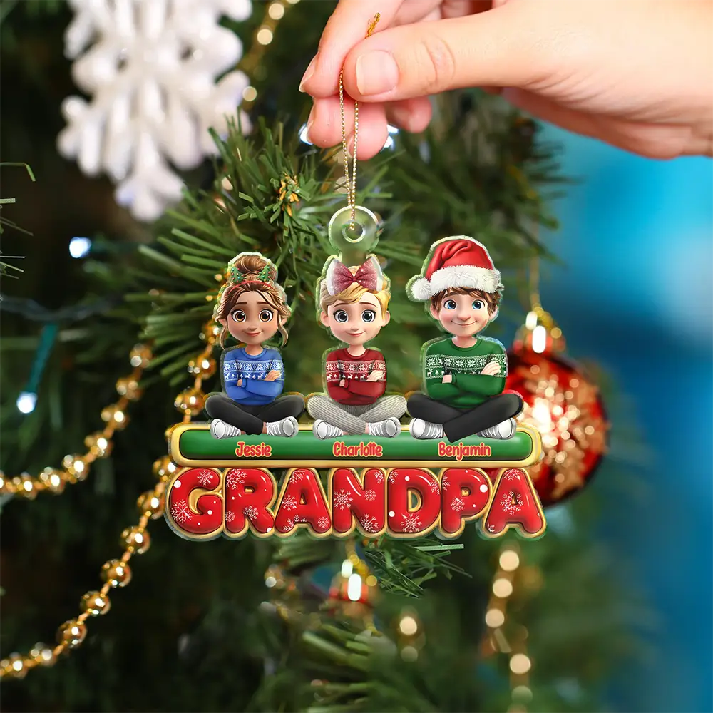 Nana Mama Papa 3D Effect - Personalized Custom Shaped Acrylic Ornament - Image 6