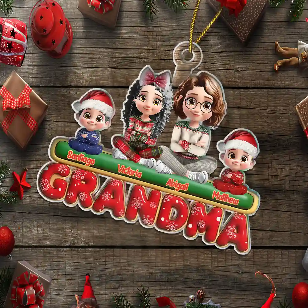 Nana Mama Papa 3D Effect - Personalized Custom Shaped Acrylic Ornament - Image 7