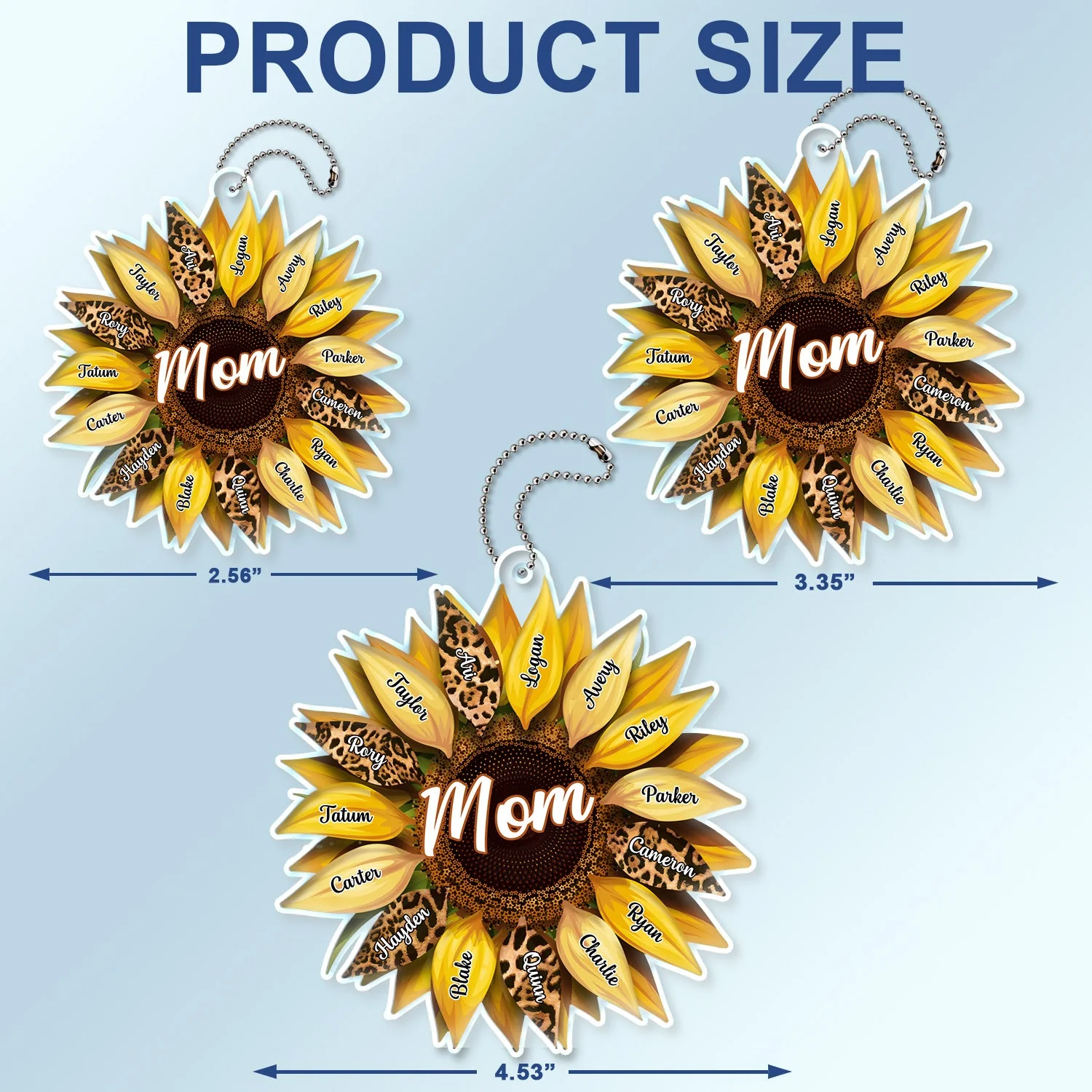 Nana, Mom, Auntie Family Sunflower - Birthday, Loving Gift For Mother, Grandma, Grandmother - Personalized Acrylic Car Hanger - Image 4
