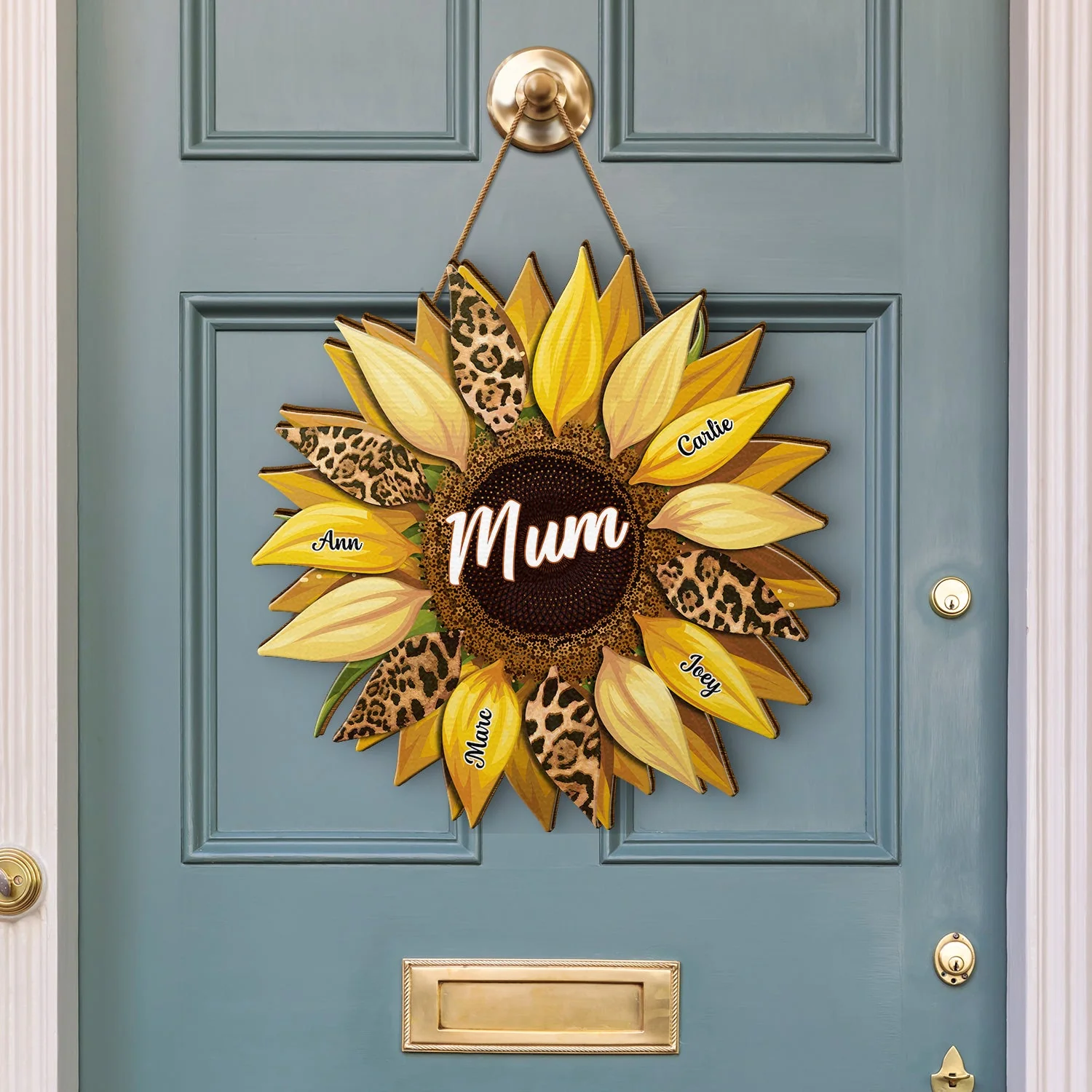 Nana, Mom, Auntie Family Sunflower - Birthday, Loving Gift For Mother, Grandma, Grandmother - Personalized Custom Shaped Wood Sign - Image 3