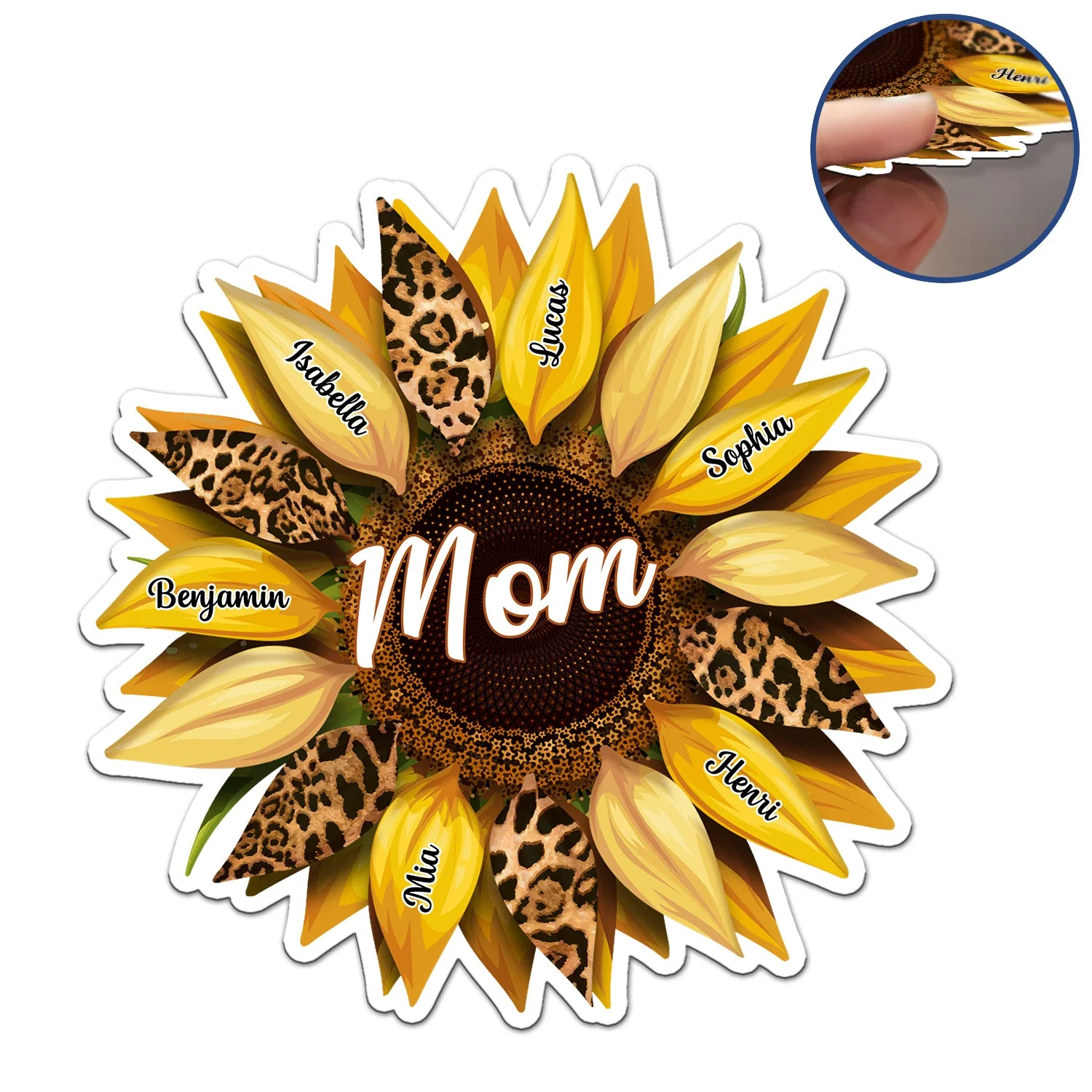 Nana, Mom, Auntie Family Sunflower - Birthday, Loving Gift For Mother, Grandma, Grandmother - Personalized Magnet - Image 2