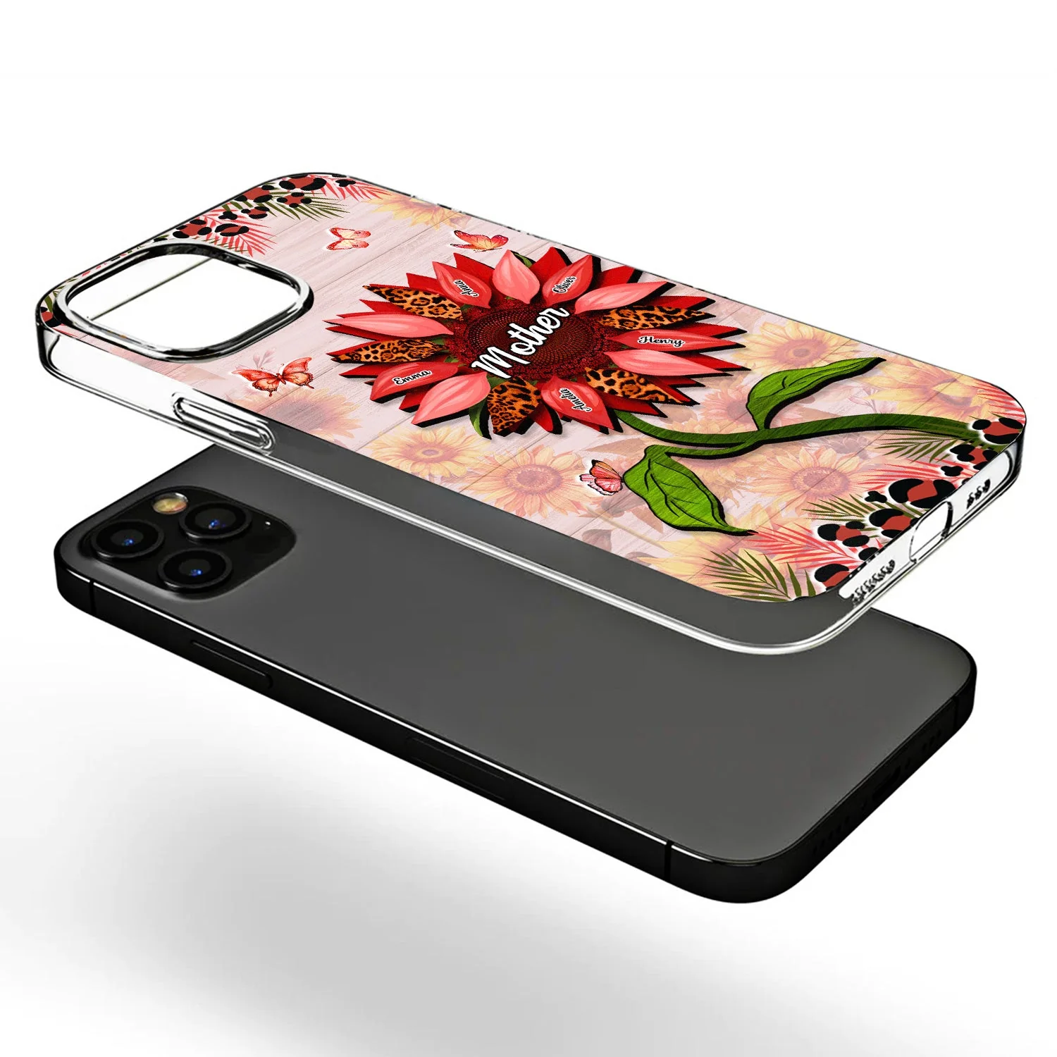 Nana, Mom, Auntie Sunflower - Birthday, Loving Gift For Mother, Grandma, Grandmother - Personalized Clear Phone Case - Image 3