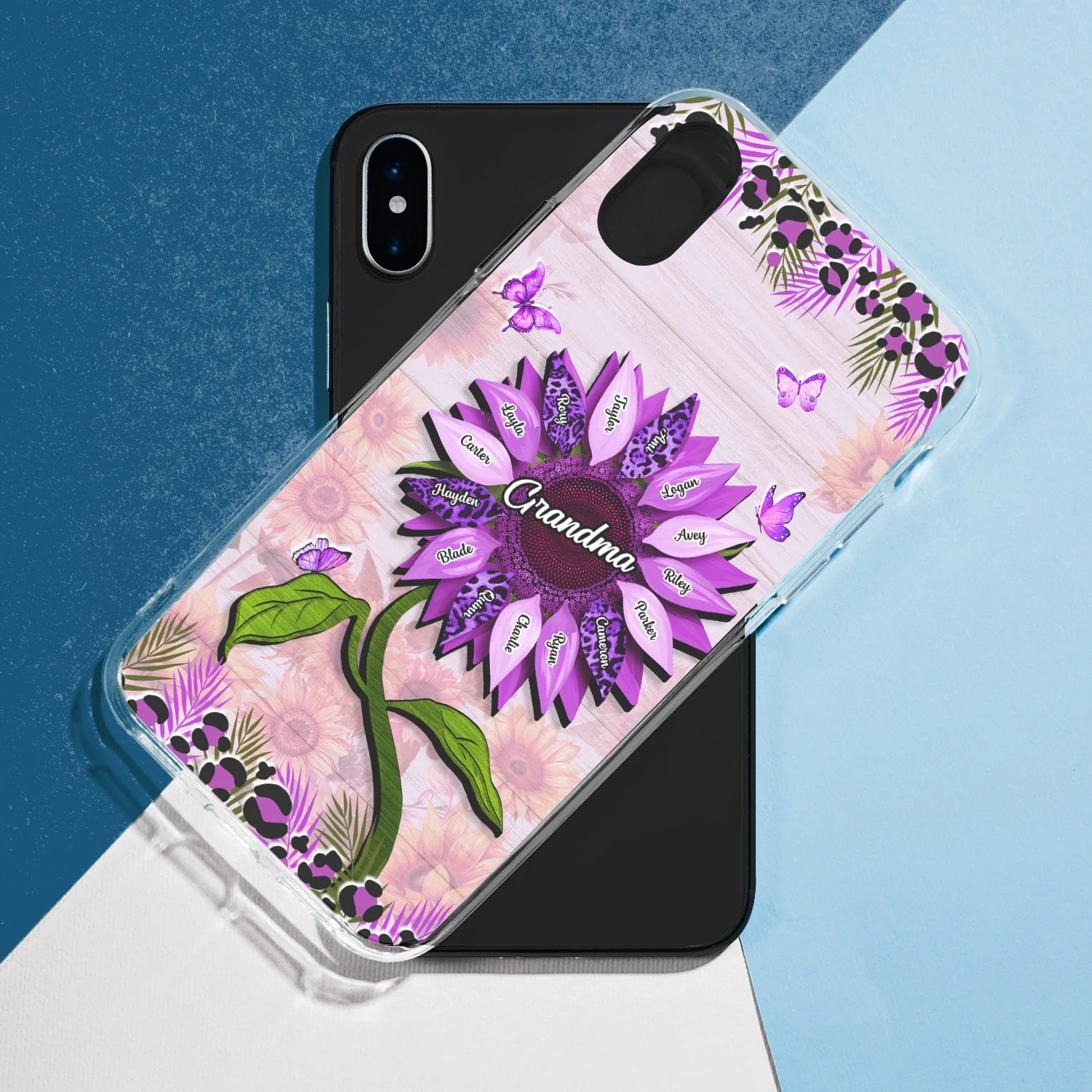 Nana, Mom, Auntie Sunflower - Birthday, Loving Gift For Mother, Grandma, Grandmother - Personalized Clear Phone Case - Image 5