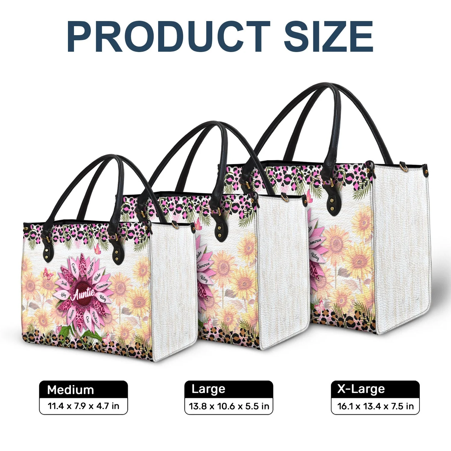 Nana, Mom, Auntie Sunflower - Birthday, Loving Gift For Mother, Grandma, Grandmother - Personalized Leather Bag - Image 6