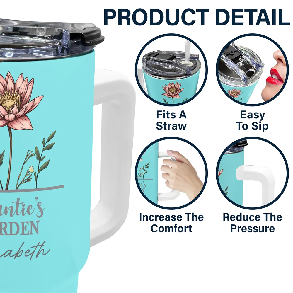 Nana Mom Grandma's Garden Birth Flowers - Personalized 40oz Tumbler With Straw - Image 5