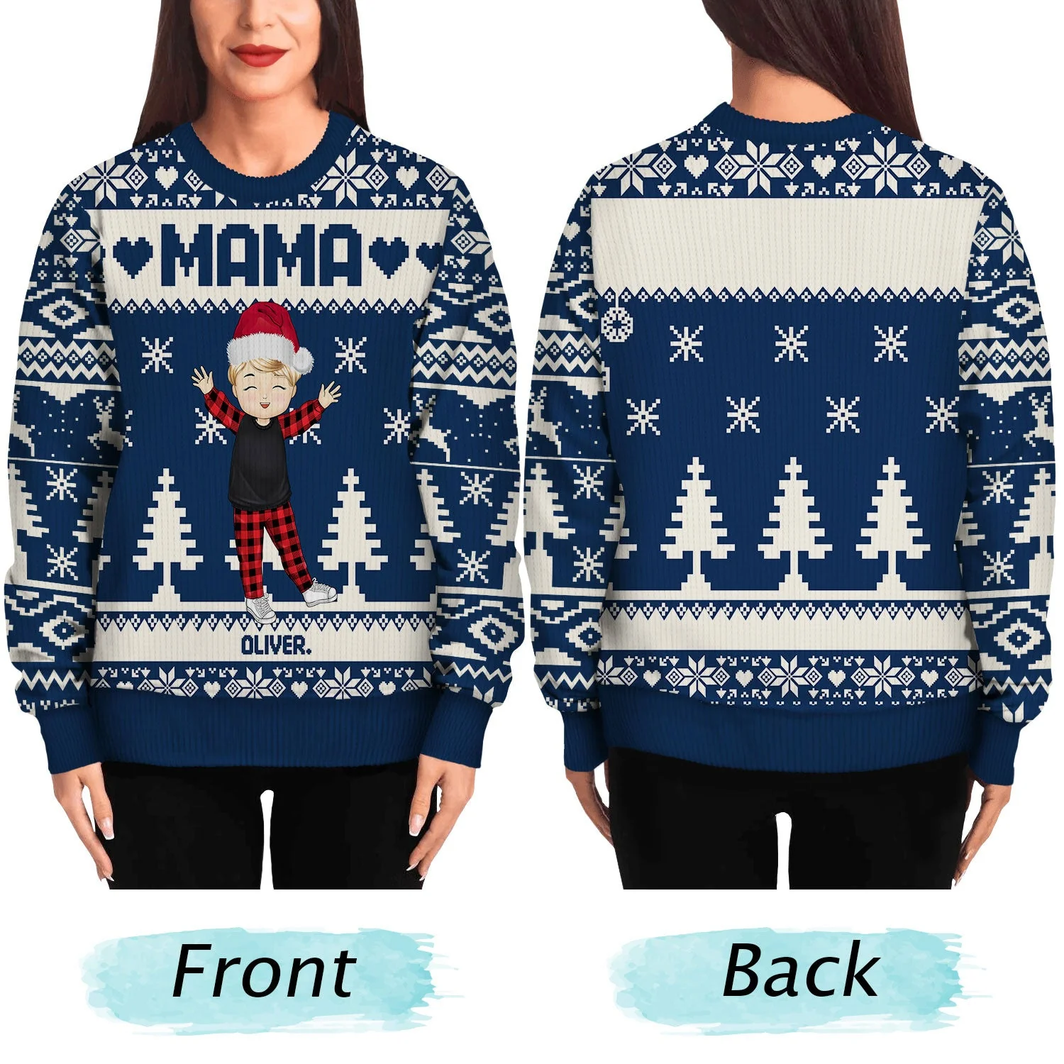 Nana Papa Daddy Mommy Grandkids - Christmas Gift For Grandparents, Parents- Personalized Unisex Ugly Sweater - Image 5