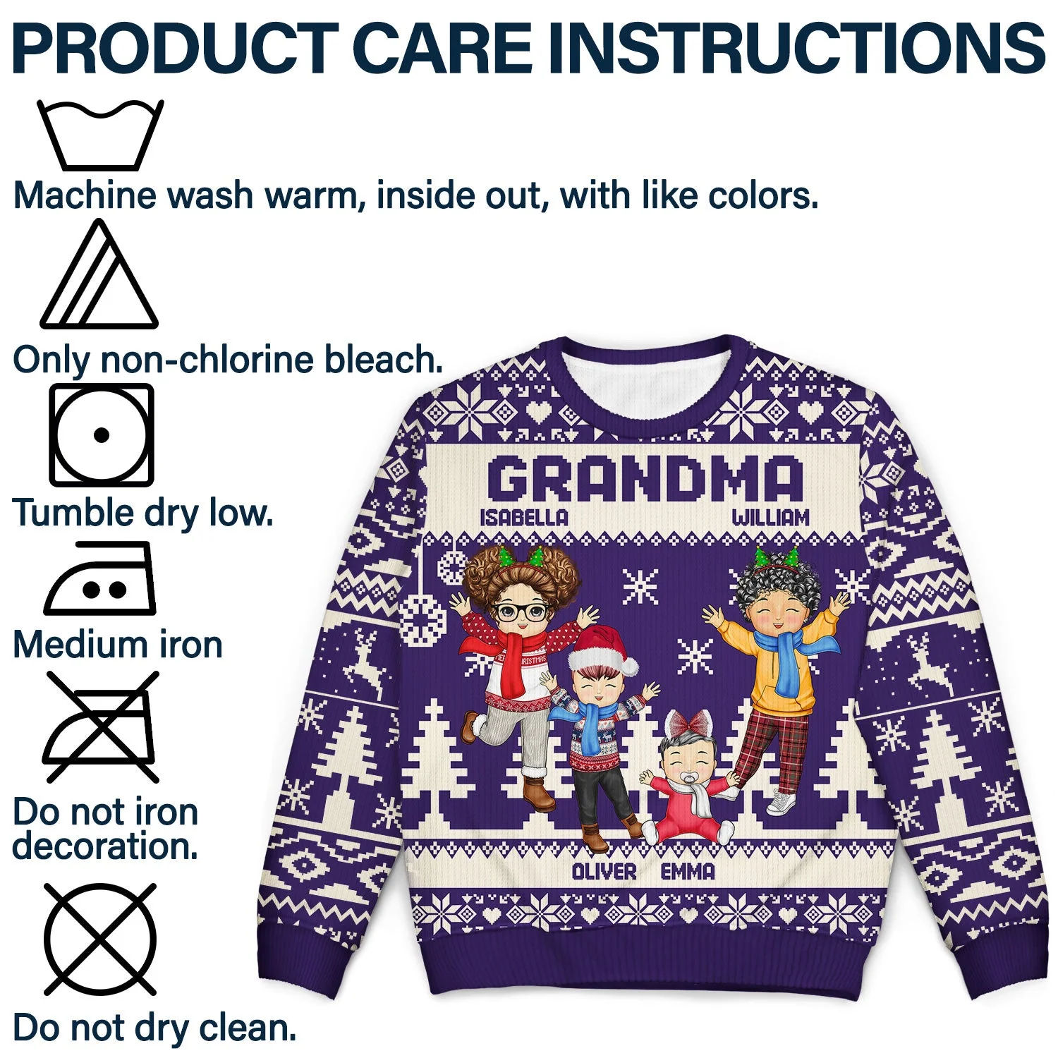 Nana Papa Daddy Mommy Grandkids - Christmas Gift For Grandparents, Parents- Personalized Unisex Ugly Sweater - Image 7