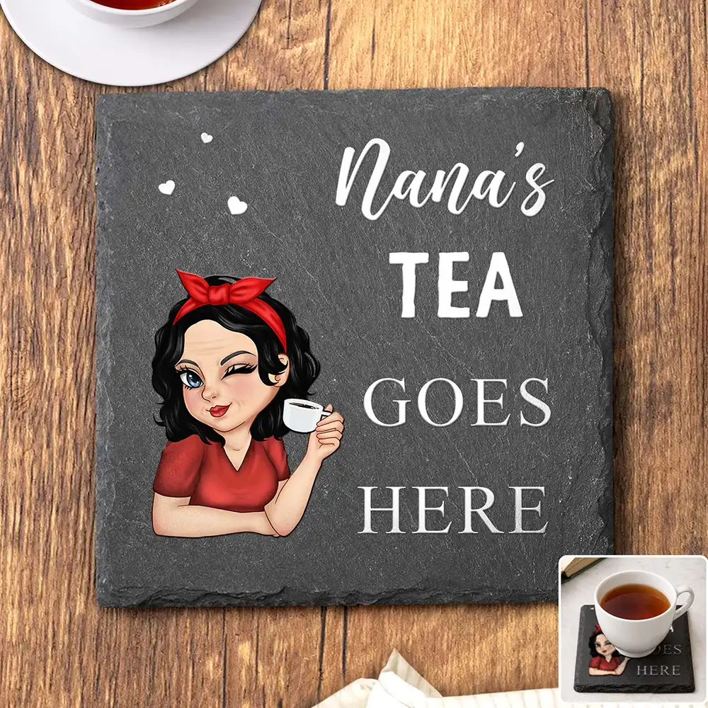 Nana Papa Drink Goes Here - Personalized Slate Coaster