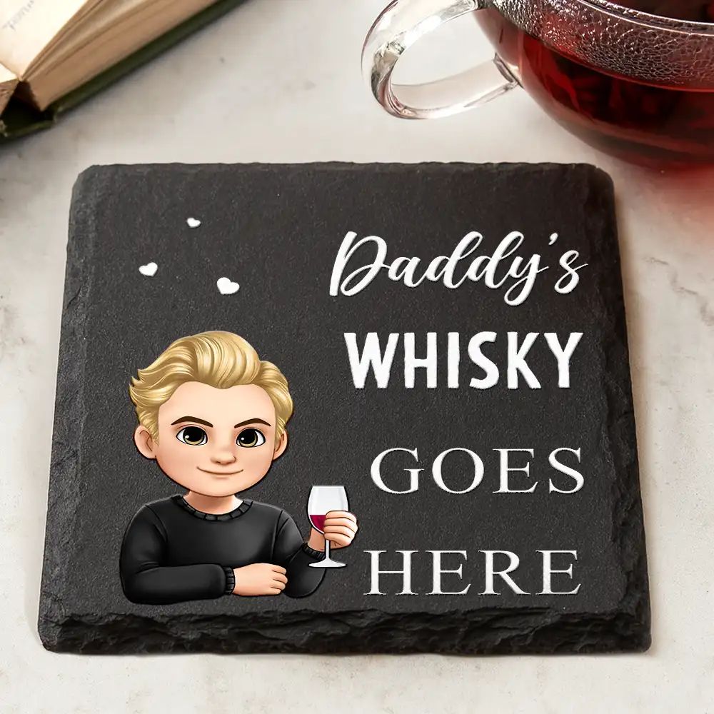 Nana Papa Drink Goes Here - Personalized Slate Coaster - Image 2