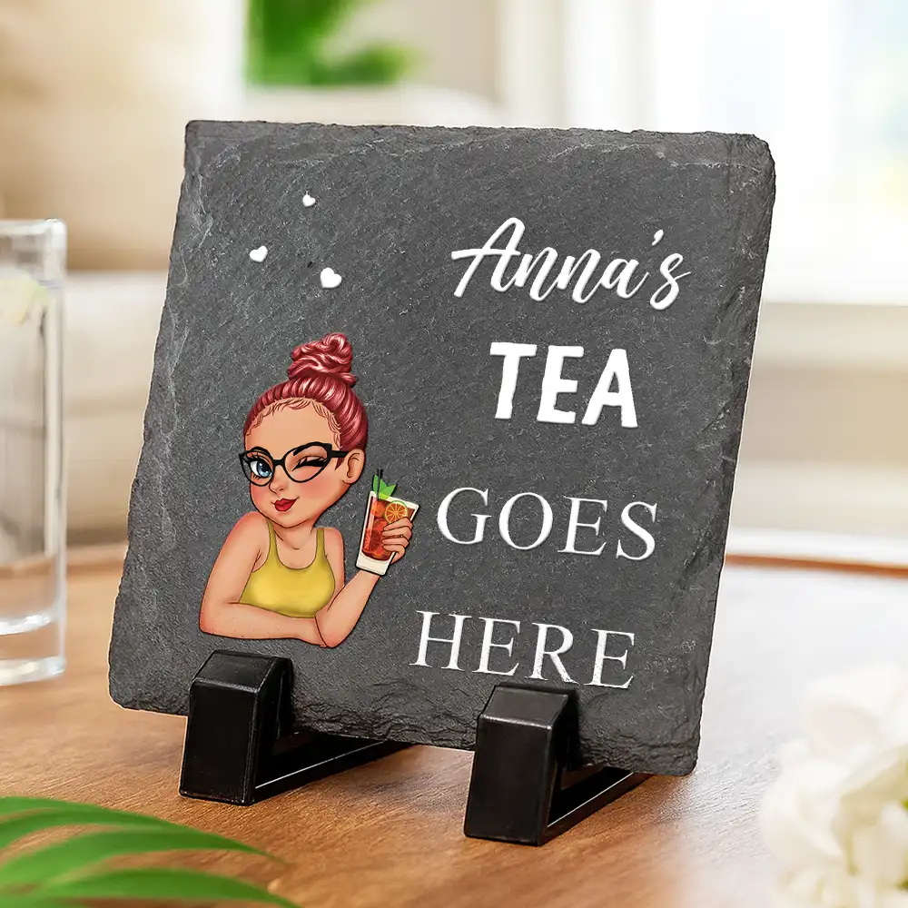 Nana Papa Drink Goes Here - Personalized Slate Coaster - Image 3
